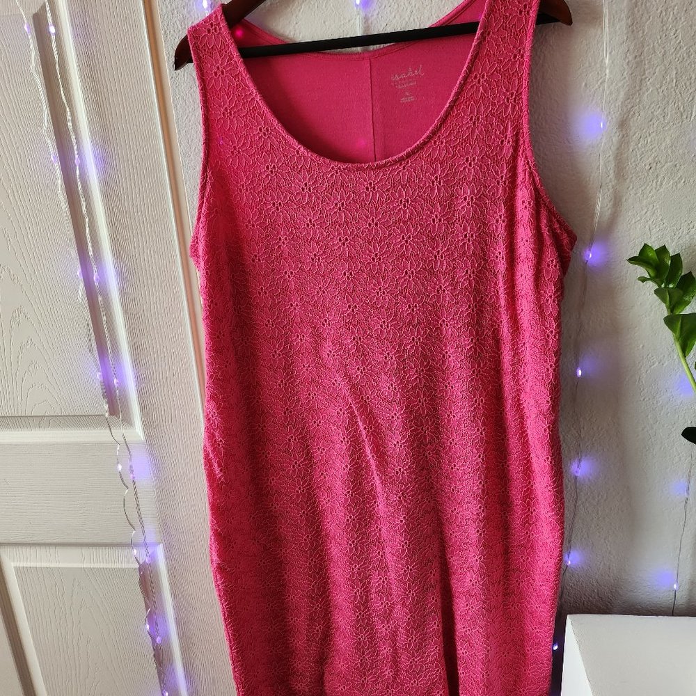 Isabel Maternity XL Cotton Nylon Spandex Faux Embroidered Floral Pattern HotPink